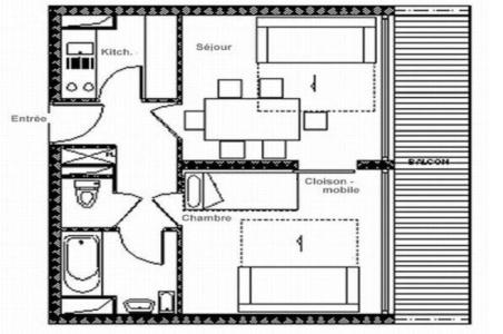 Каникулы в горах Апартаменты 2 комнат 6 чел. (116) - Résidence les Aravis - Les Menuires - план
