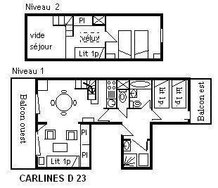 Vacances en montagne Appartement duplex 3 pièces 6 personnes (D23) - Résidence les Carlines - Méribel