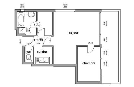 Wakacje w górach Apartament 2 pokojowy 4 osób (308) - Résidence les Carlines - Chamrousse - Plan
