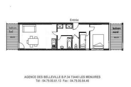 Holiday in mountain resort 2 room apartment 4 people (214) - Résidence les Charmettes - Les Menuires - Plan