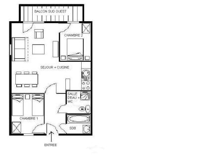 Holiday in mountain resort 3 room apartment 6 people (4) - Résidence les Cristaux - Les Menuires - Plan
