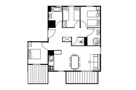 Holiday in mountain resort 4 room apartment 8 people (23) - Résidence les Cristaux - Les Menuires - Plan