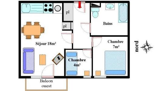 Каникулы в горах Апартаменты 3 комнат 5 чел. (10) - Résidence les Essarts - Val Cenis - план