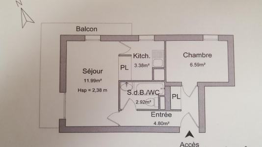 Wakacje w górach Apartament 2 pokojowy 4 osób (71) - Résidence Les Fleurs - Aussois - Plan