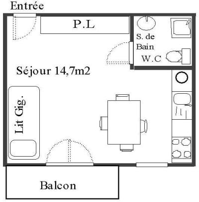 Vacaciones en montaña Estudio para 2 personas (196) - Résidence Les Fleurs - Aussois - Plano