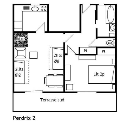 Wakacje w górach Apartament 2 pokojowy 4 osób (2) - Résidence les Perdrix - Méribel - Plan