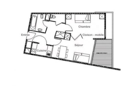 Vacances en montagne Appartement divisible 2 pièces 4 personnes (212) - Résidence les Soldanelles B - Les Menuires - Plan