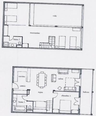 Wakacje w górach Apartament duplex 3 pokojowy z antresolą 9 osób (5) - Résidence Les Suites du Val Claret - Tignes - Plan
