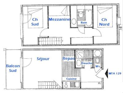 Каникулы в горах Апартаменты 3 комнат с мезонином 8 чел. (129) - Résidence Mont Blanc A - Les Saisies - план
