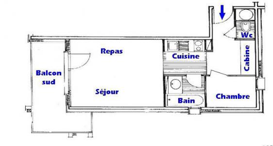 Holiday in mountain resort 2 room apartment cabin 4 people (206) - Résidence Mont Blanc B - Les Saisies - Plan