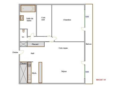 Vacaciones en montaña Apartamento cabina 2 piezas para 6 personas (01) - Résidence Muguet - La Clusaz - Plano