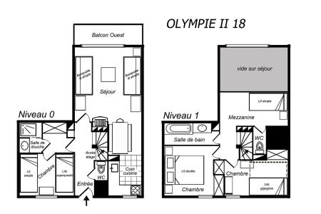 Wakacje w górach Apartament 4 pokojowy z antresolą 10 osób (18) - Résidence Olympie II - Méribel-Mottaret