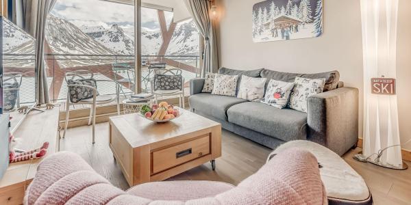 Holiday in mountain resort 3 room apartment cabin 6 people (602P) - Résidence Phoenix - Tignes - Living room