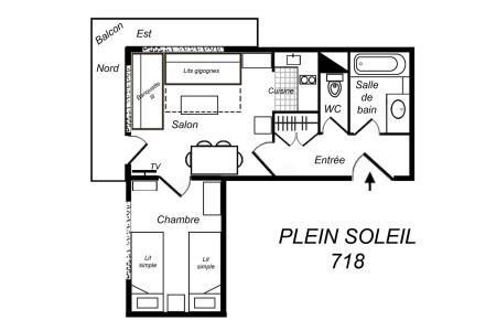 Vacances en montagne Appartement 2 pièces 4 personnes (718) - Résidence Plein Soleil - Méribel-Mottaret - Plan