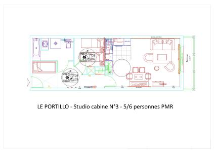 Holiday in mountain resort Studio sleeping corner 6 people (P03) - Résidence Portillo - Gourette - Plan