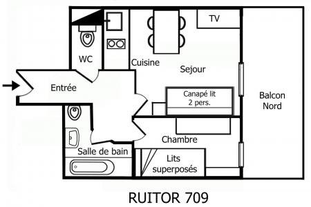 Vacances en montagne Appartement 2 pièces 4 personnes (709) - Résidence Ruitor - Méribel-Mottaret - Plan