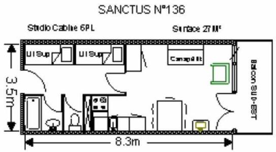 Vacances en montagne Studio 6 personnes (SAN136) - Résidence Sanctus - Gourette