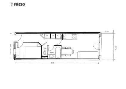 Holiday in mountain resort 2 room apartment 4 people (304) - Résidence Sextant - Montchavin La Plagne - Plan