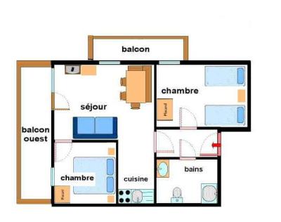 Vacances en montagne Appartement 3 pièces 6 personnes (B32) - Résidence Valmonts - Val Cenis - Plan