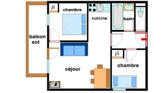 Vakantie in de bergen Appartement 3 kamers 6 personen (01) - Résidence Valmonts - Val Cenis - Kaart