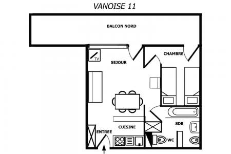 Vacances en montagne Appartement 2 pièces 4 personnes (011) - Résidence Vanoise - Méribel-Mottaret - Plan