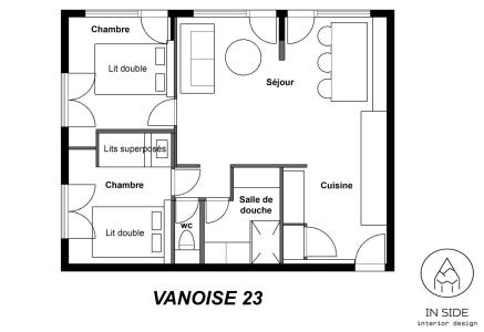 Holiday in mountain resort 3 room apartment 6 people (23) - Résidence Vanoise - Méribel-Mottaret - Plan