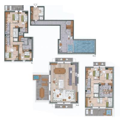 Vacances en montagne Appartement triplex 7 pièces cabine 17 personnes (S7) - Silverstone - Val d'Isère - Plan