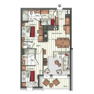 Vacances en montagne Appartement 3 pièces cabine 4-6 personnes (A02) - Vail Lodge - Val d'Isère - Plan