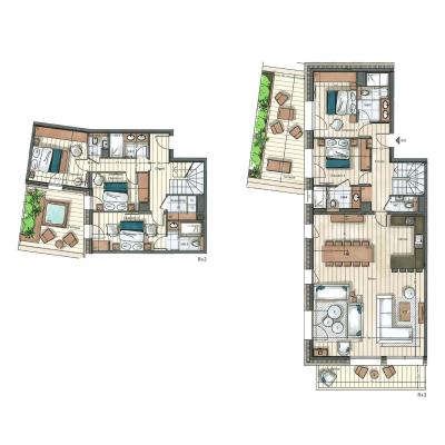 Holiday in mountain resort 6 room duplex apartment 10 people (B31) - Vail Lodge - Val d'Isère - Plan