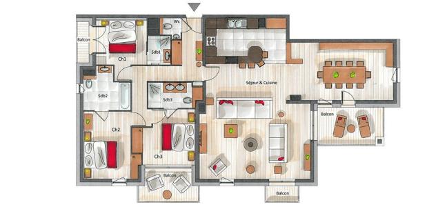 Urlaub in den Bergen 4-Zimmer-Appartment für 6 Personen (B03) - Whistler Lodge - Courchevel - Plan