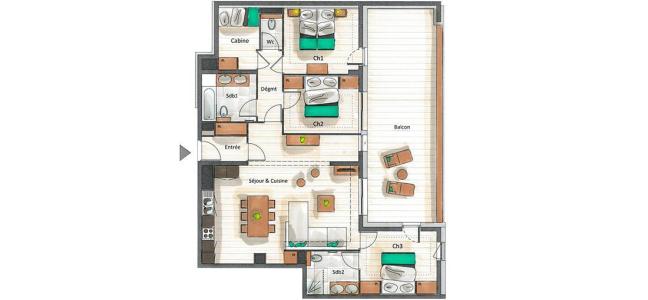 Holiday in mountain resort 4 room apartment cabin 6-8 people (B05) - Whistler Lodge - Courchevel - Plan